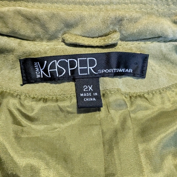 Blazer Jacket, Olive Green, Size 2X. Kasper Womens' Sportswear. - Picture 11 of 15